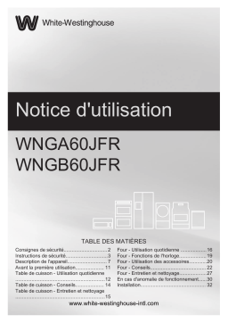 White Westinghouse WNGA60JFRW Manuel utilisateur