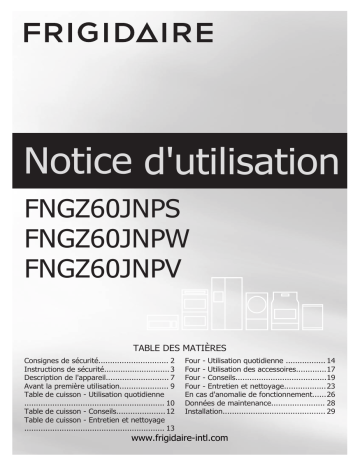 Frigidaire FNGZ60JNPS Manuel utilisateur | Fixfr