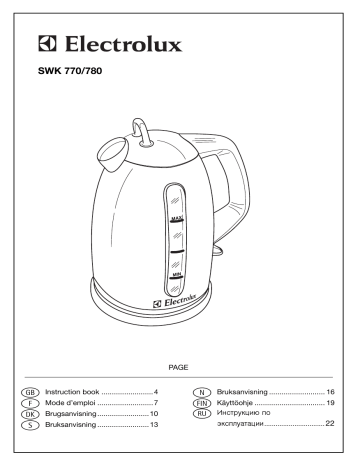 Electrolux SWK770 Manuel utilisateur | Fixfr