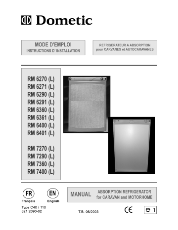 RM7400 | Dometic RM7270 Manuel utilisateur | Fixfr