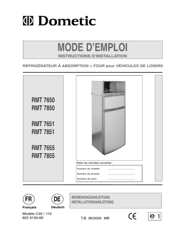 Dometic RMT7850L Manuel utilisateur | Fixfr