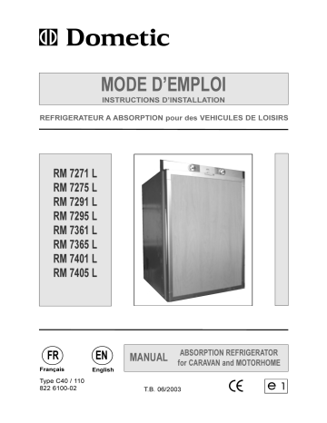 Dometic RM7361 Manuel utilisateur | Fixfr