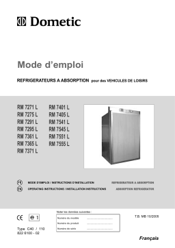 Dometic RM7361L Manuel utilisateur