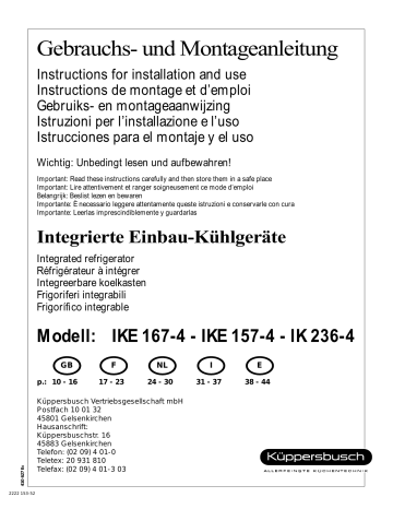 Küppersbusch IKE167-4 Manuel utilisateur | Fixfr