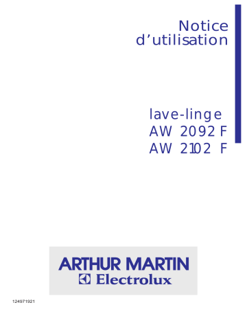 AW2092F | ARTHUR MARTIN ELECTROLUX AW2102F Manuel utilisateur | Fixfr