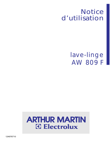 ARTHUR MARTIN ELECTROLUX AW809F Manuel utilisateur | Fixfr