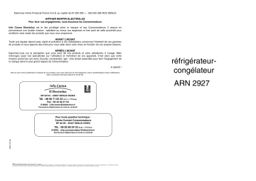 ARTHUR MARTIN ELECTROLUX ARN2927 Manuel utilisateur | Fixfr