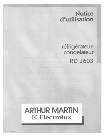 ARTHUR MARTIN ELECTROLUX RD2603W Manuel utilisateur | Fixfr