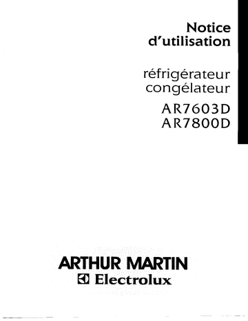 ARTHUR MARTIN ELECTROLUX AR7800D Manuel utilisateur | Fixfr