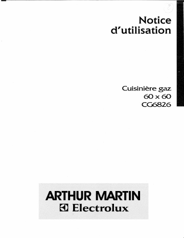ARTHUR MARTIN ELECTROLUX CG6826W1 Manuel utilisateur | Fixfr