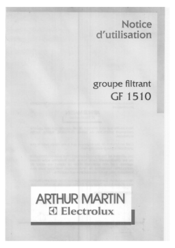 ARTHUR MARTIN ELECTROLUX GF1510X Manuel utilisateur