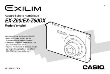 Casio EX-Z60 Manuel utilisateur | Fixfr