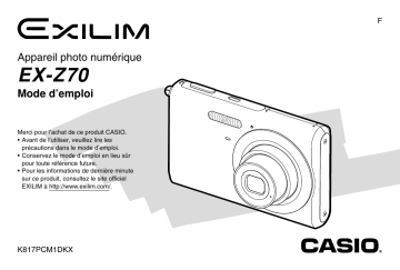Casio EX-Z70 (Pour les clients européens) Manuel utilisateur | Fixfr
