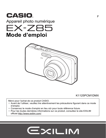 Casio EX-Z85 (Pour les clients américains du nord) Manuel utilisateur | Fixfr