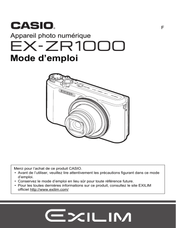 Casio EX-ZR1000 Manuel utilisateur | Fixfr