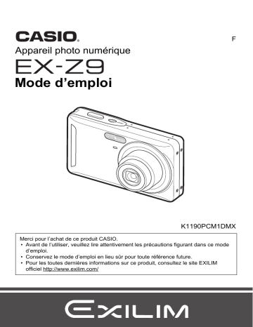 Casio EX-Z9 (Pour les clients américains du nord) Manuel utilisateur | Fixfr