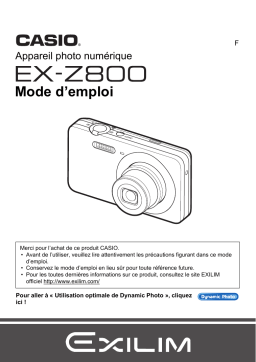 Casio EX-Z800 (Pour les clients américains du nord) Manuel utilisateur