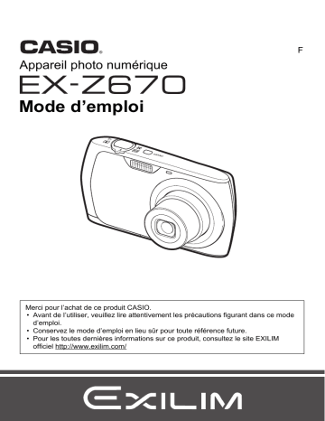 Casio EX-Z670 Manuel utilisateur | Fixfr