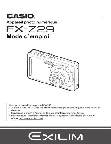 Casio EX-Z29 (Pour les clients américains du nord) Manuel utilisateur | Fixfr