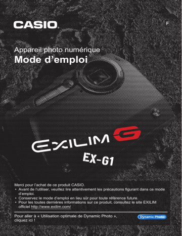 Casio EX-G1 (Pour les clients américains du nord) Manuel utilisateur | Fixfr