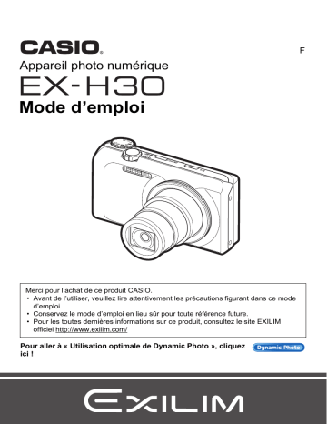 Casio EX-H30  (Pour les clients américains du nord) Manuel utilisateur | Fixfr
