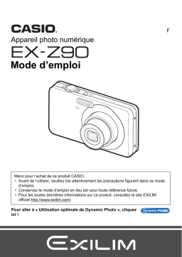 Casio EX-Z90 (Pour les clients américains du nord) Manuel utilisateur