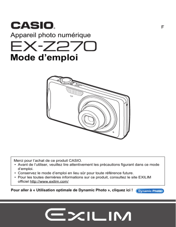 Casio EX-Z270 Manuel utilisateur | Fixfr