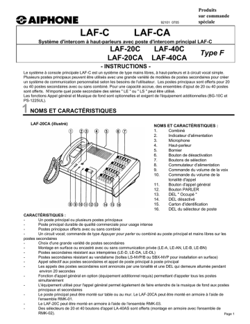 Aiphone LAF-20C Car Stereo System User Manual | Fixfr