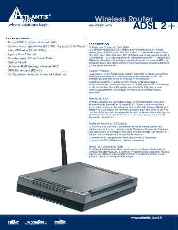 Atlantis Land Network Router A02-RA241-W54 Manuel utilisateur | Fixfr