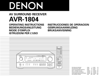 Denon AVR-1804 Home Theater System User Manual | Fixfr
