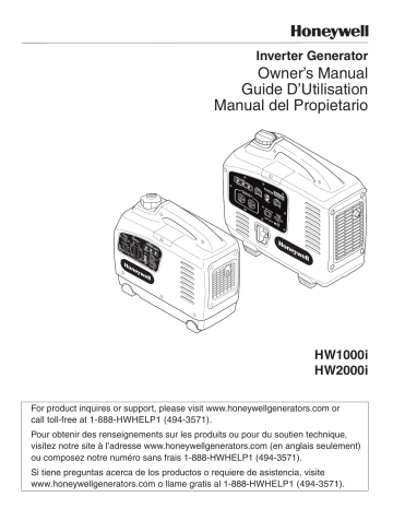 Honeywell Portable Generator HW2000i Manuel utilisateur | Fixfr