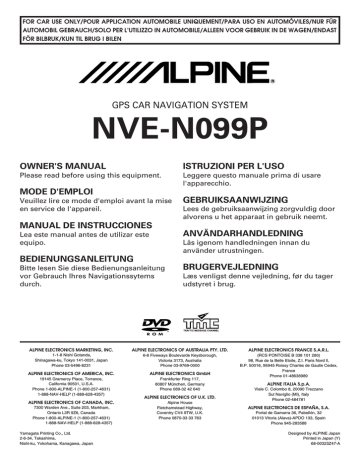 Alpine NVE-N099P GPS Receiver User Manual | Fixfr