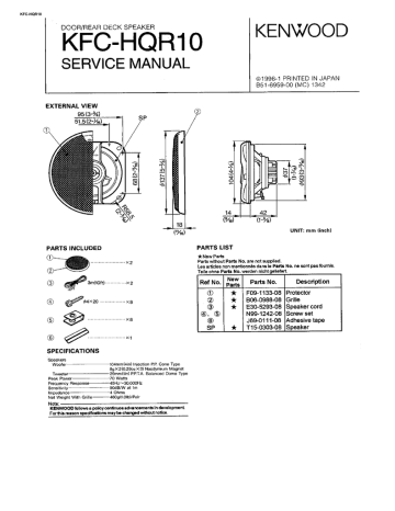 Kenwood KFC-HQR10 Laptop User Manual | Fixfr