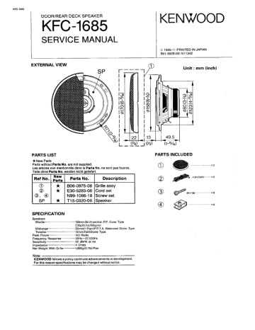 Kenwood KFC-1685 Car Speaker User Manual | Fixfr