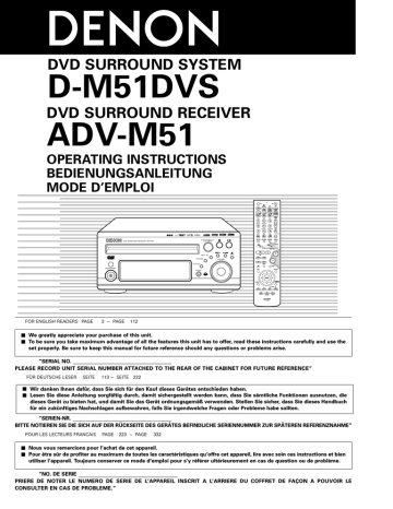 Denon D-M51DVS Manuel utilisateur | Fixfr