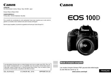 Canon EOS 100D Manuel utilisateur | Fixfr