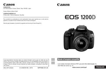 Canon EOS 1200D Manuel utilisateur | Fixfr