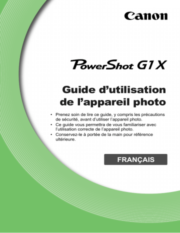 Canon PowerShot G1 X Manuel utilisateur | Fixfr