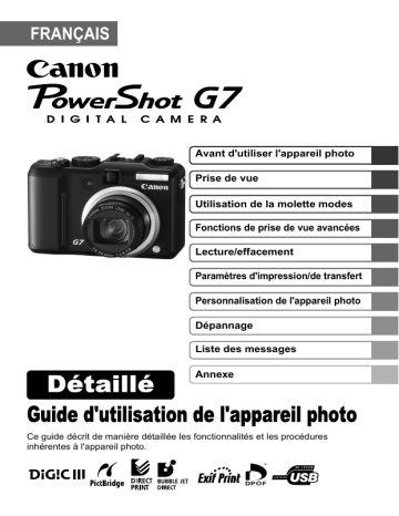 Canon PowerShot G7 Manuel utilisateur | Fixfr