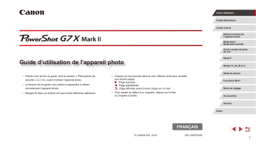 Canon PowerShot G7 X Mark II Manuel utilisateur | Fixfr