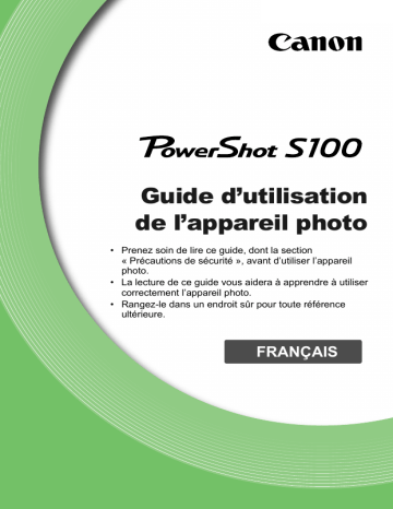 Canon PowerShot S100 Manuel utilisateur | Fixfr
