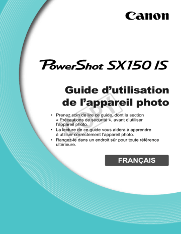 Canon Powershot SX150 IS Manuel utilisateur | Fixfr