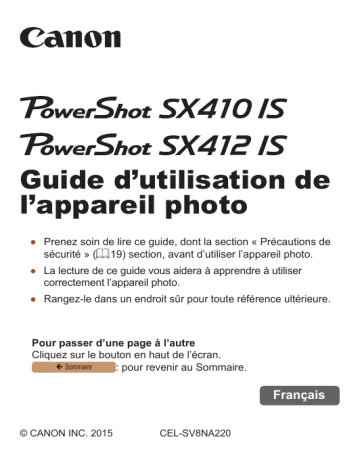 Canon PowerShot SX410 IS Manuel utilisateur | Fixfr