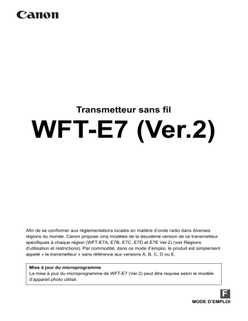 Canon Wireless File Transmitter WFT-E7 B Manuel utilisateur | Fixfr