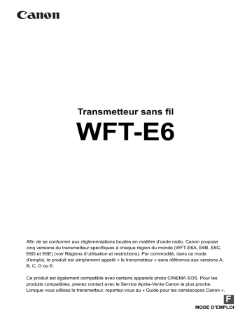 Canon Wireless File Transmitter WFT-E6 B Manuel utilisateur | Fixfr