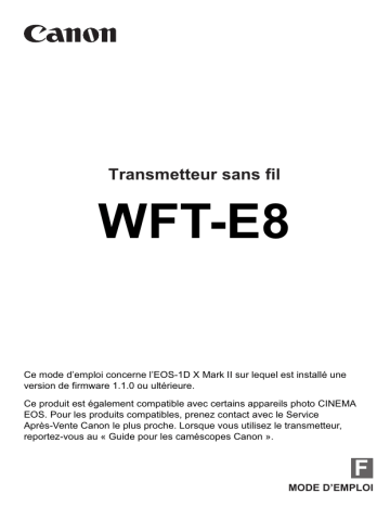 Canon WFT-E8 Manuel utilisateur | Fixfr