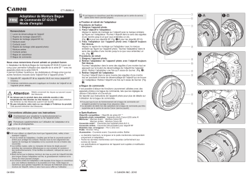 Canon Control Ring Mount Adapter EF-EOS R Manuel utilisateur | Fixfr