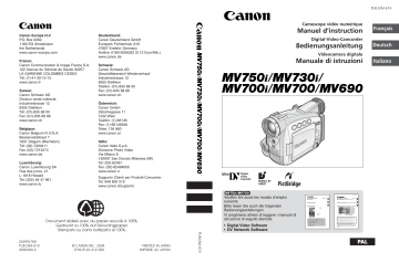 Canon MV700 Manuel utilisateur | Fixfr