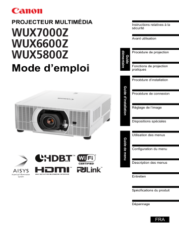 XEED WUX6600Z | Canon XEED WUX7000Z Manuel utilisateur | Fixfr