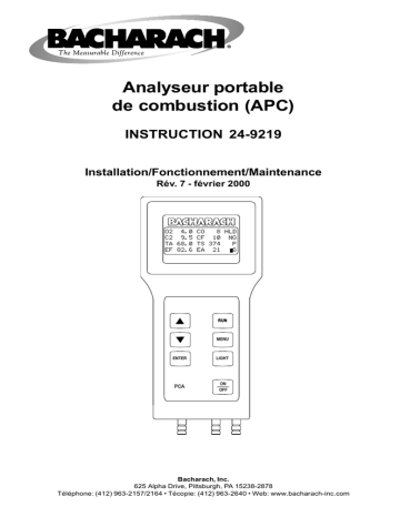 Bacharach PCA® Manuel utilisateur | Fixfr